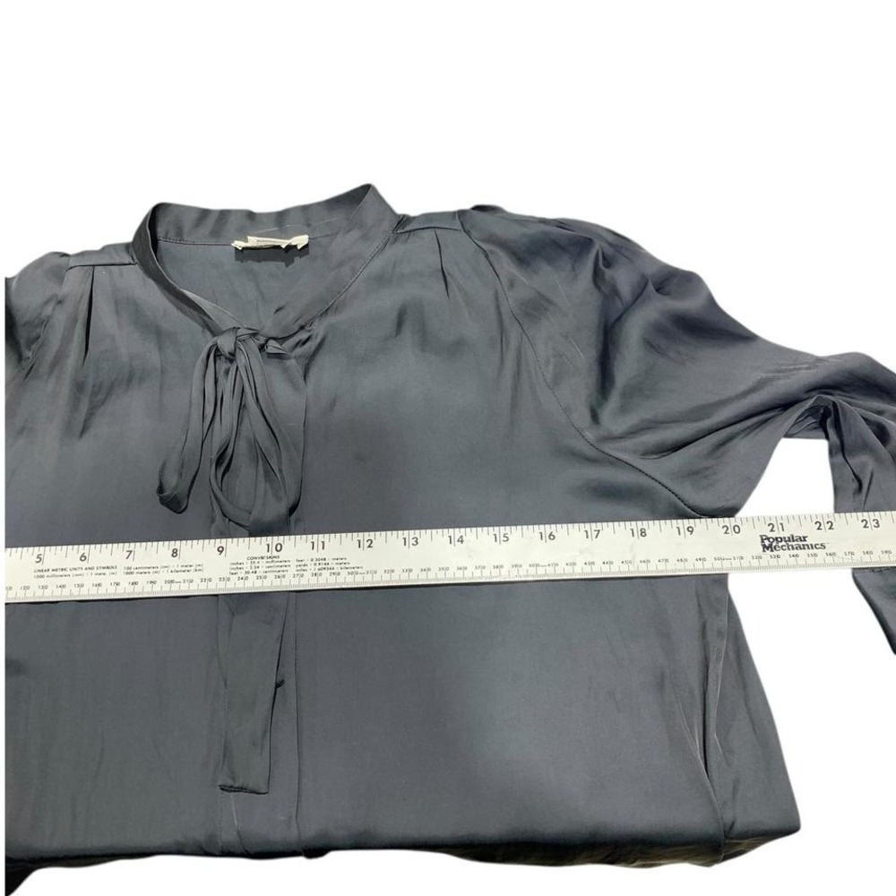 Zadig & Voltaire Touch Satin Bow Blouse Shirt‎ M Black Long Sleeve career - Picture 5 of 6